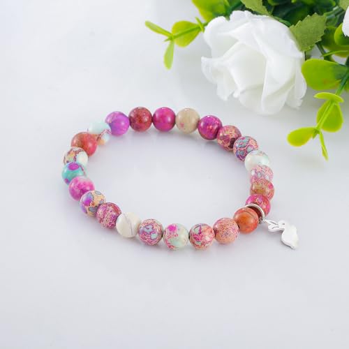 PARTNER Rabbit Gifts for Women Rabbit Bracelet for Good Friends Rabbit Purple Jasper Natural Stone Beaded Bracelet for Rabbit Lovers Easter Gift3