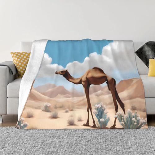 Couverture douce anti-boulochage 127 x 101,6 cm Design pliable Motifs chameau tendance pour voyage et activités de plein air