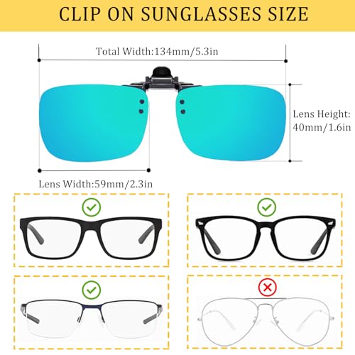 Image of Polarized Flip up Clip-on Sunglasses 2 Pack Anti-Glare UV400 Lens for Fishing Driving over Prescription Glasses