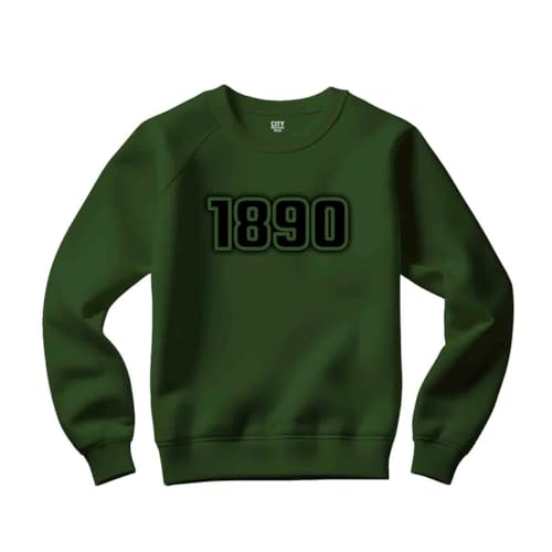 [CITY POSTERS PLUS] 1890 Year Unisex Sweatshirt (Olive Green, S)