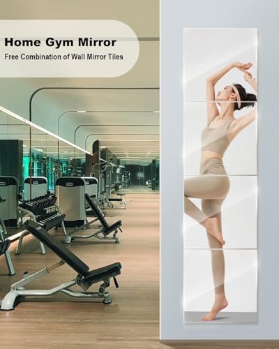 Image of Windowera Long Size Mirror, Full Length Mirror, 10 x 42 inches, 3 Tiles, Wall Mount, Easy Mounting