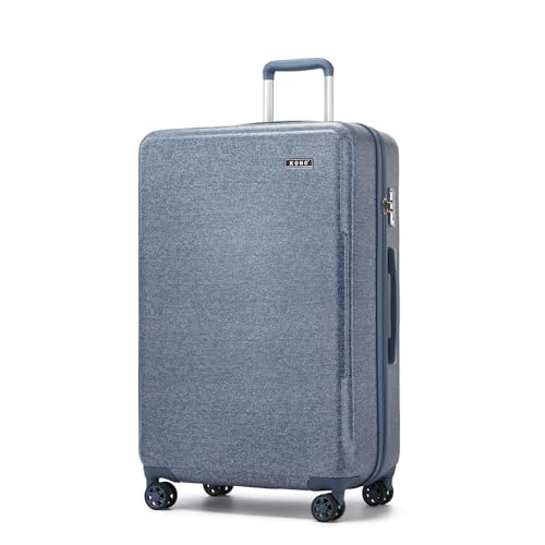 Kono 28" Large Suitcase Lightweight Check-in Luggage PC+ABS Hard Shell Travel Bag with Double Spinner Wheels TSA Security Lock (Denim Blue, Large 28")
