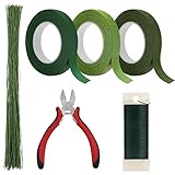 3 ROLLOS DE CINTA DE FLORISTERIA: Nuestra cinta verde para flores está hecha con base de papel crepe y debe estirarse para activar el pegamento. La cinta viene en 3 rollos individuales y 3 colores diferentes. Los colores son verde oscuro, verde oliva y verde claro. Estas cintas florales son resistentes, flexibles y elásticas. La cinta se adhiere sola y se puede usar para envolver ramilletes, hacer guirnaldas o para envolver alrededor del alambre de tallo para crear flores más realistas.