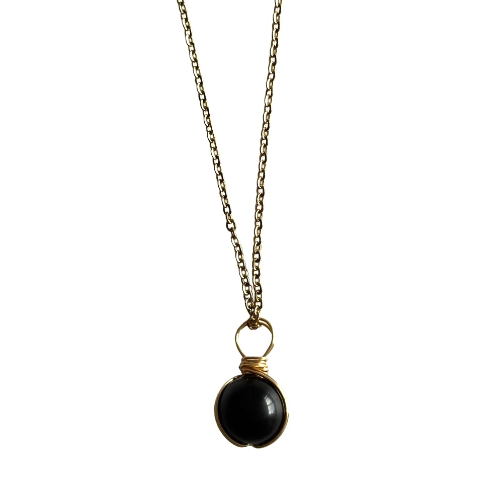 VIE Halo Gemstone Pendant, Sphere, Black Obsidian