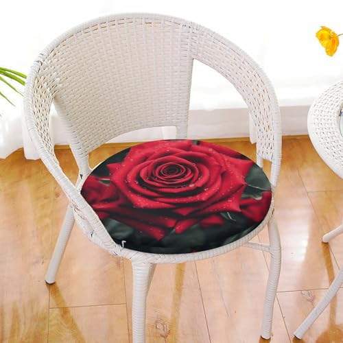 Coussin de chaise rond en mousse de qualité supérieure rose rouge - 7