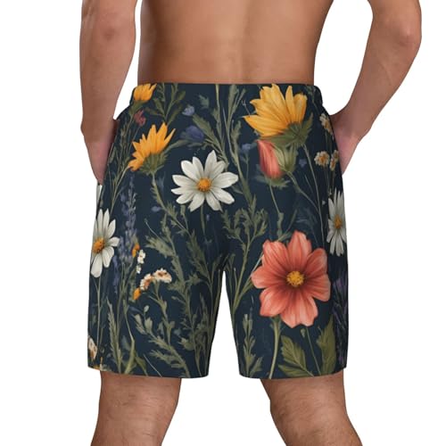Wildflower Floral Print Men Stylish Functionality Swim Trunks Breathable Beach Shorts Surfing Gym Fishing4