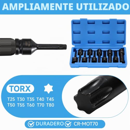 Miniatura 4 de Fifibang 10 Piezas Llaves De Vaso De Impacto Xzn, Juego De Llaves De Vaso Multidientes 1 2 , M5,M6,M8,M10,M12,M14,M16,M17,M18,M19