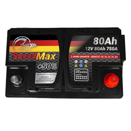 SMC SMC Autobatterie Speed Max 80Ah 12V 750A L3 Starterbatterie für Autos mit hohem Energiebedarf ersetzt 70 71 72 75 77 80 ah überlegene Leistung Pluspole Recht Wartunsfrei - Zusatzansicht 10 | Batterien