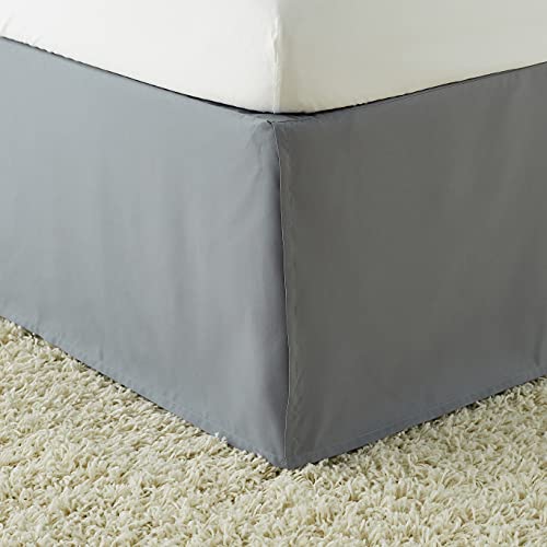 Image of Amazon Basics Lightweight Pleated Bed Skirt, Machine Washable, Wrinkle and Fade Resistant, Full, Dark Grey