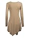 Made By Johnny MBJ WT737 Womens Long Sleeve Handkerchief Tunic XL Taupe