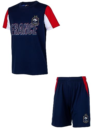 FFF Ensemble Maillot Short Enfant Collection Officielle Equipe de France de Football - Taille garçon 14 Ans