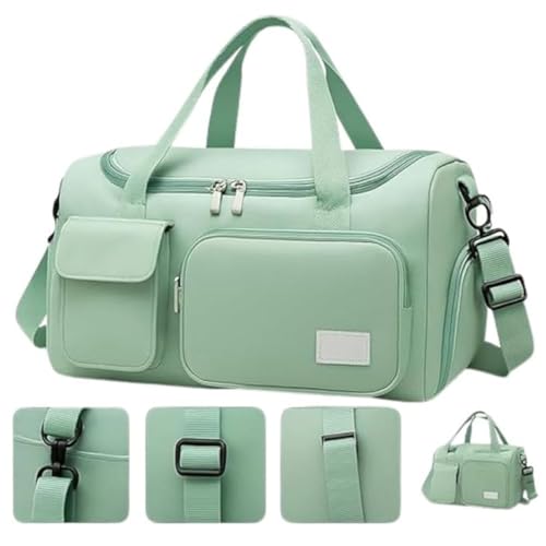 Bolsa Feminina de Viagem Grande 30L – Mala de Bordo 10kg Dobrável com 5 Compartimentos, Alça Transversal, Ideal para Academia, Passeios, Maternidade e Fim de Semana (Verde)