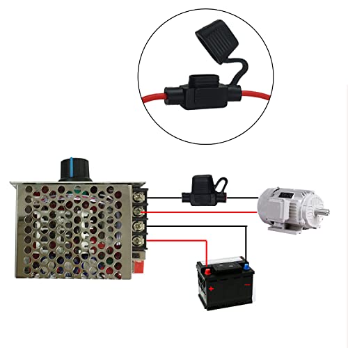 DC 7-70V 30A PWM Motor Speed Controller, 12V 24V 36V 48V Mini Speed Control Switch, Adjustable Speed Regulator with 30 Amp Fusefor - for Electric Motor, Brush Motor, Car, Generator, Fan, Powerwheels