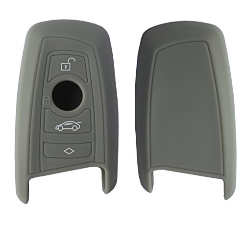 Velsman Car Smart Key Fob Silicone Cover Case Holder Compatible With Bmw Trapezoid Style Key And Wrist Strap - 3 Buttons - Please Double Check Your Key Configuration And Shape Before Purchasing (Grey) #TOP2