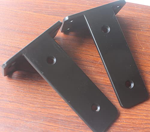 image for MHMYDZ 8 Pack - 5 inch Black Hidden L Shelf Bracket (1/5 Inch Thicked)