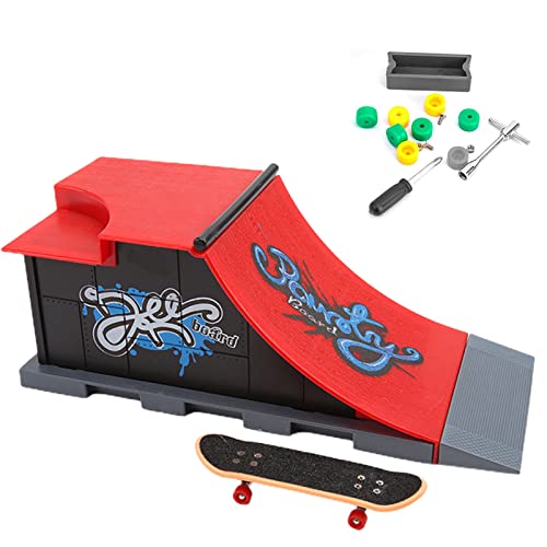 RONGYI Finger Skateboard Ramps, DIY Assembly Skate Park Kit, Finger Toy with Ramp Parks for Finger Sports, Finger Skate Boarding Ultimate Sports Training Props, Gift for Children (C) Cover