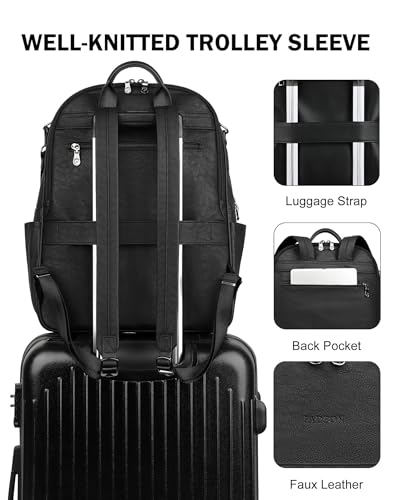 Image of FADEON 15.6 Inch Laptop Backpack Purse for Women, Large Capacity | Vegan Leather Backpack with Padded Straps, Laptop & iPad Slots Fits 13 inch, 14 inch & 15.6 inch, Roomy for Daily, Work & Travel