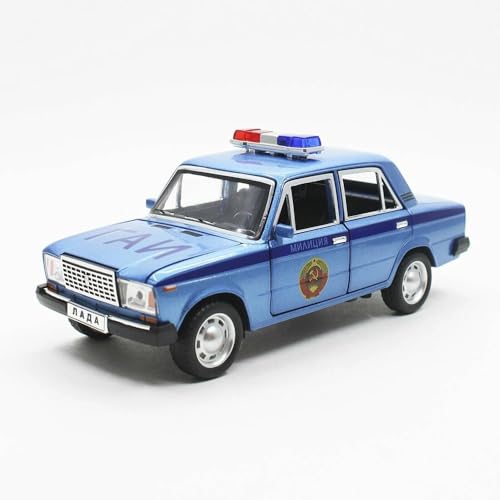 Image of 1:24 Diecast Metal Car Model Police Taxi Toy Cars for Kids Pull Back Openable Doors with Light Sound. (Blue)