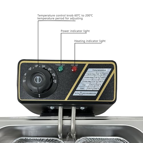 Cikda Deep Fat Fryer 5 Litre with 3 Removable Baskets and Lid - Image 3