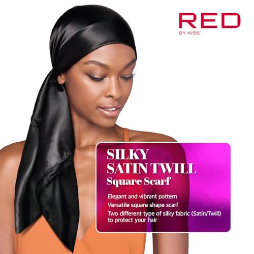 Red by Kiss Woven Silky Satin Square Scarf Hair Scarves Head Wraps for Sleeping 36 X 36 inches4