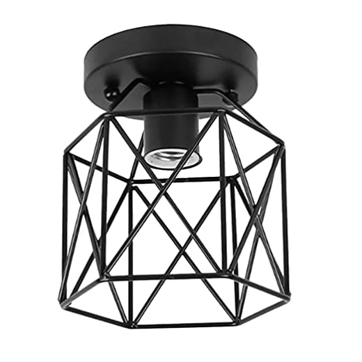 VORCOOL Metal Cage Flush Mount Ceiling Light Industrial Farmhouse Ceiling Light Lamp for Aisle Hallway Closets Cabinets Attic Bedroom Garage