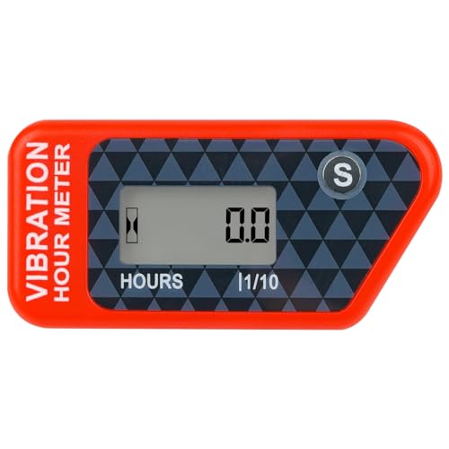 NInE-ROnG Vibration Hour Meter, IP68 Waterproof, for Small Engines, Red