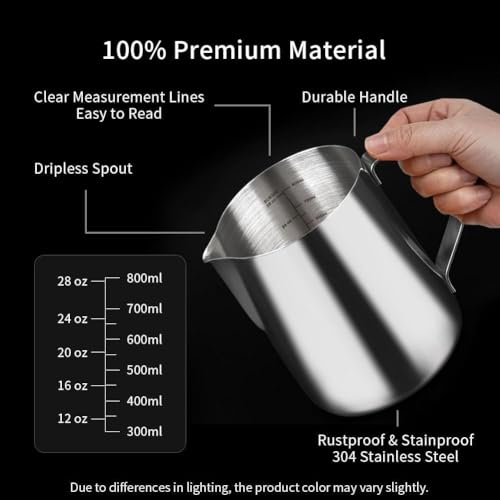 Image of watchget 32oz Milk Frothing Pitcher Stainless Steel Espresso Steaming Jug