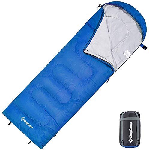 KingCamp Envelope Sleeping Bag 3 Seasons Sleeping Bag, Great for Kids, Boys, Girls, Teens and Adults Compact Waterproof Sleeping Bag with Compression Sack for Backpacking, Camping and Hiking