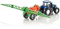siku 1668, New Holland Traktor mit Feldspritze, Metall/Kunststoff, Blau/Orange, Bewegliches Spritzgestell