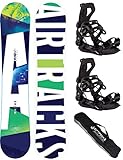 Airtracks Herren Snowboard Set Freeride Freestyle - Aero Flat Zero Rocker Wide Snowboard 153 - Softbindung Master M - SB Bag