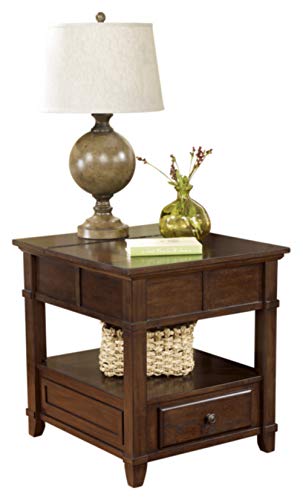 Signature Design by Ashley Gately Traditional End Table with Electrical Outlets, Brown