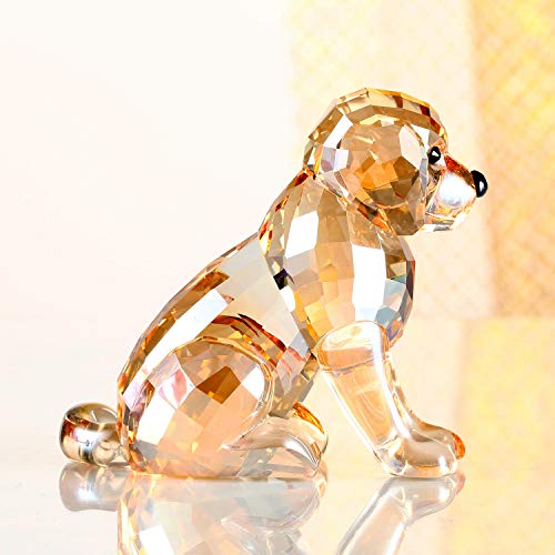 Crystal Labrador Dog Puppy Figurine Animals Lovely Craft Home Decor Ornaments Collectible Birthday Gifts (Gold) #TOP1