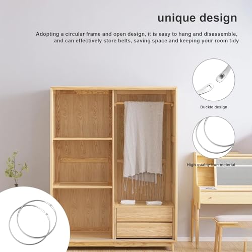 KLEHOPE Gürtel Aufbewahrung, 6 Stück Gürtelhalter Kleiderschrank, Rund Gürtelhalter, Silber Gürtel Organizer, Gürtelhalter Hängeorganizer, für Gürtel, Schals, Krawatten