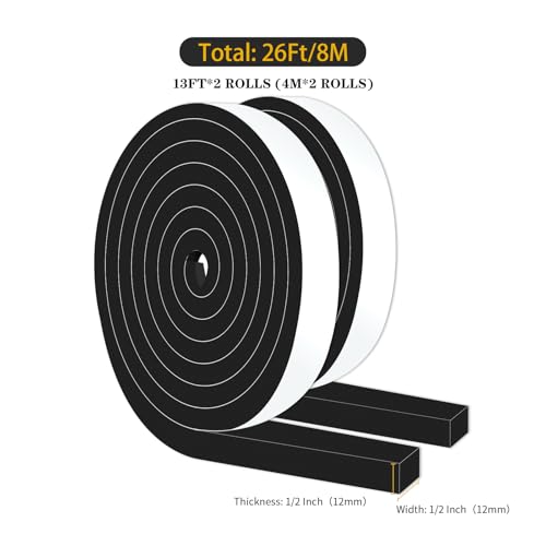 Image of Weather Stripping Tape for Door,High Density CR,1 /2 in x 1 /2 in x 26Ft