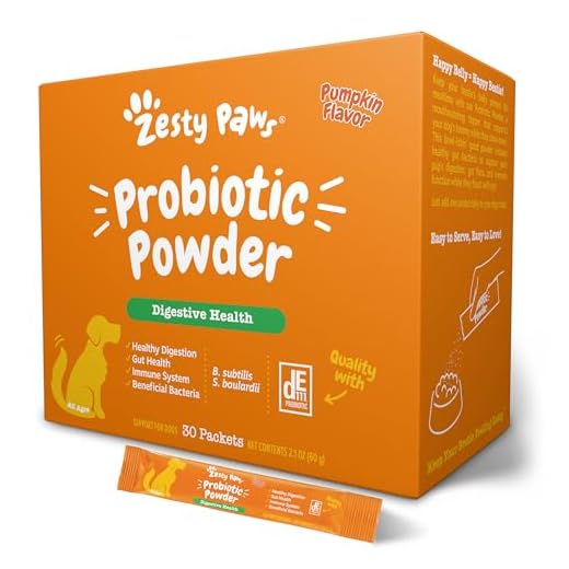 Zesty Paws Probiotics for Dogs - Powder Meal Topper for Digestive, Immune System Support - Premium DE111 Dog Probiotics for Digestive Health - Inulin Fiber & Yeast Extract - Pumpkin Flavor - 30 Ct