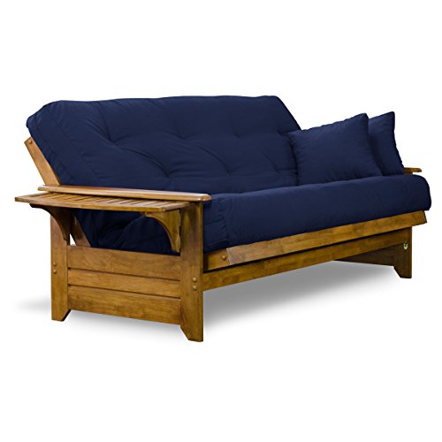 Nirvana Futons Brentwood Tray Arm Full Size Wood Futon Frame - Heritage Finish