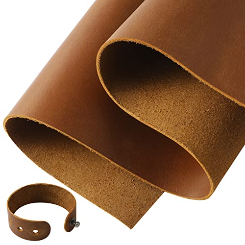 Image of RingSun Genuine Leather Sheets for Crafts 24''X24'' Full Grain Leather Tooling Leather (2mm) Thick Cowhide Leather Pieces Square, Bourbon Brown