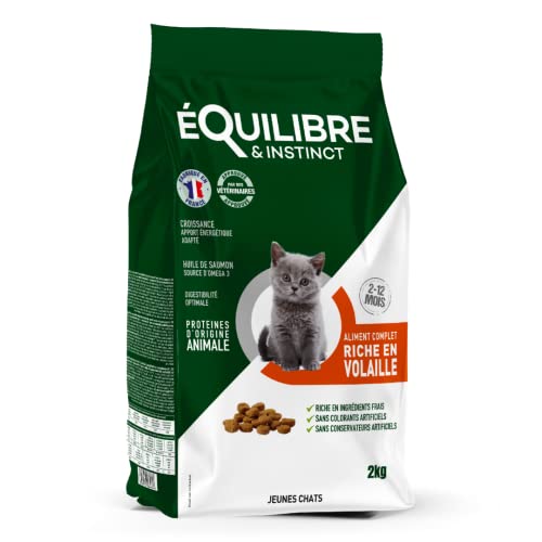 EQUILIBRE & INSTINCT - Chaton - Croquettes Chaton Volaille - Soutient la Croissance - Recette Complète Formulée avec des Vétérinaires - 2kg - Fabriqué en France Cover