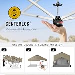 CROWN SHADES 10X10 Pop Up Canopy Tent with Sidewalls, One-Push Setup, Khaki - Image 4