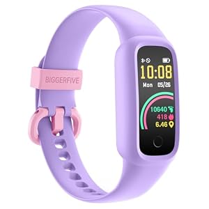 BIGGERFIVE Vigor 2 L Kids Fitness Tracker Horloge voor Jongens Meisjes Leeftijd 5-15, Activity Tracker, Hartslag Slaapmonitor, IP68 Waterdicht, Pedometer, Calorie Stappenteller, Horloge, Lila