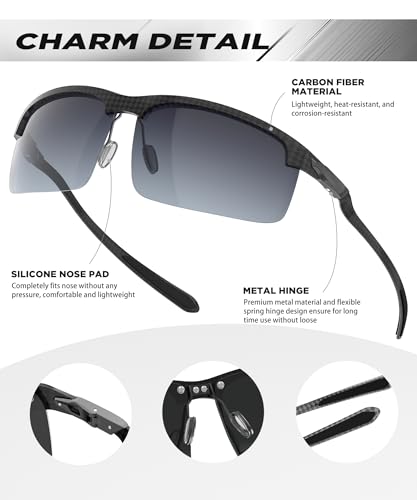 Image of ANYLUV Polarized Sunglasses for Men Carbon Fiber Sunglasses with UV400 Protection for Fishing Driving Gift
