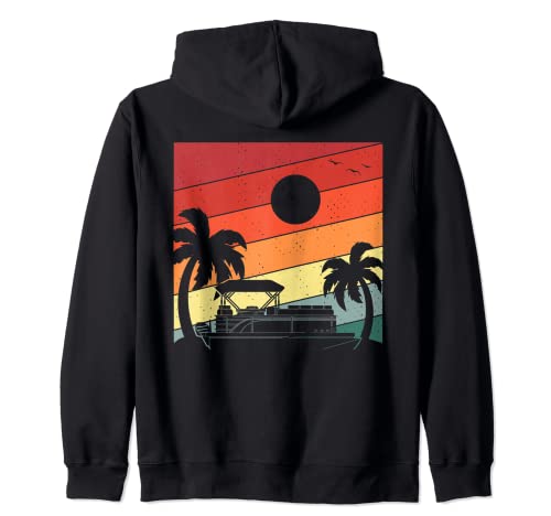 Retro Pontoon Boat Design for Pontooning Boat Captain Men Zip Hoodie
