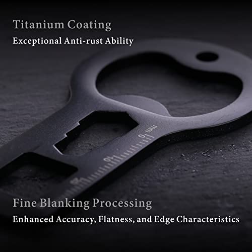 Kitchendao 4 In 1 Keychain Beer Bottle Opener, Durable Stainless Steel, Anti-Rust Titanium Coating, Gift For Father, Husband, Black 1 Pack #TOP3