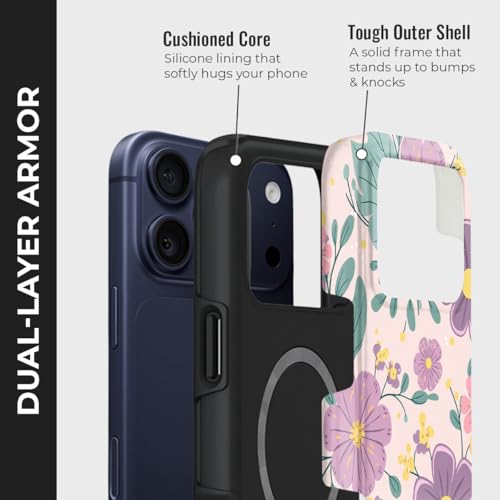 Image of Peeperly Spring Whimsy Crystal Case Compatible with iPhone 17 Pro, iPhone 17 Pro Back Cover Case- PC + Silicone