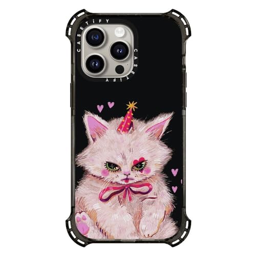 Coque MagSafe iPhone 15 Pro Max robuste avec motif Clown Kitty noir transparent