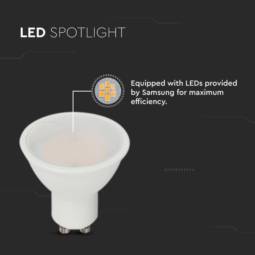 V-TAC Lampadina LED GU10-10W 1000 Lumen - Alta Luminosità - Faretto Led GU10 per Massima Efficienza e Risparmio Energetico - 3000K Luce Calda (Confezione da 5)