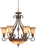 Kathy Ireland Sterling Estate Golden Bronze Chandelier 34 1/2" Wide Rustic Champagne Glass Bowl Shade 9-Light Fixture for Cottage Core Dining Room House Foyer Entryway Kitchen Bedroom Living High