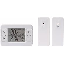 Dual Sensor Wireless Thermometer, 100m Range, Indoor Outdoor Temperature Monitor for Fridge Freezer Cellar,40 F to 140 F