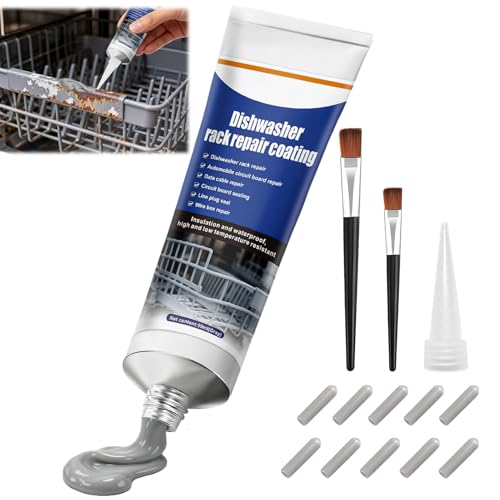 Spülmaschinenkorb Rost Reparatur, Reparatur des Geschirrspülerkorbs, Geschirrspüler-Korb Reparatur Gummi, Rostschreck für Spülmaschine, Wird Verwendet, um Geschirrkörbe zu Reparieren 50ML, Grau