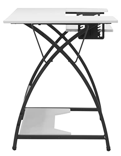 Sew Ready Comet Plus Hobby Side And Lower Shelf Sewing Table, 45.5" W X 23.5" D X 30" H, Black/White #TOP4